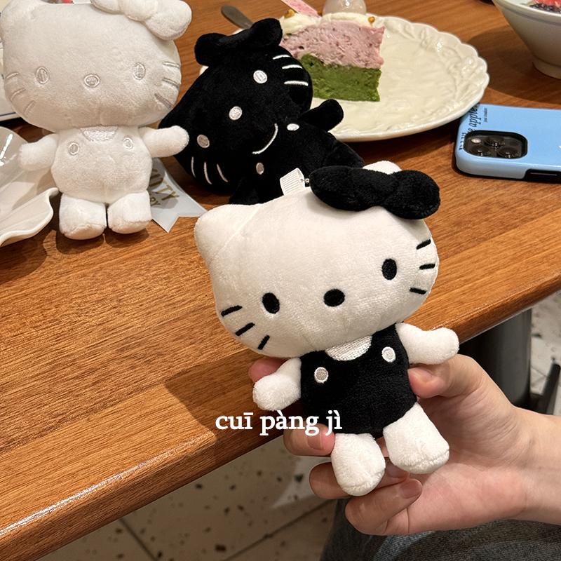 日本50周年限定黑白kitty毛绒挂件可爱kt猫书包挂饰钥匙扣礼物女