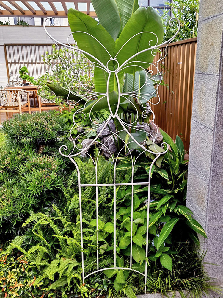 铁艺花架庭院复古爬藤架欧式蝴蝶篱笆围栏户外阳台绿植牵引支架