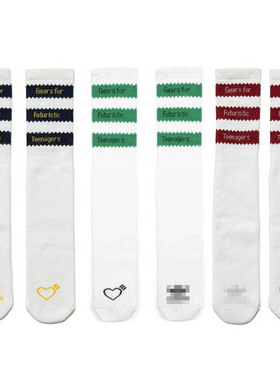 Human made联名款三杠字母gears for futuristic teenagers中筒袜