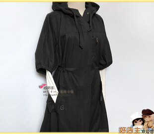 日单,超有气质~做工细致,连帽中长款风衣,黑/灰/米-38号#am849