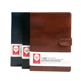 优拉7970按扣插袋皮面本商务记事皮面本子笔记本子会议记录本学生用活页软抄本皮面18k大号日记本定制包邮