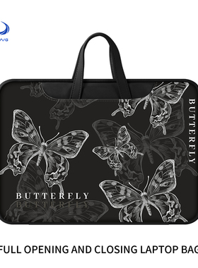 黑色蝴蝶笔记本电脑包女款14寸适用华为matebook13保护套M2苹果macbookair15.6M3联想小新pro16内胆包手提包