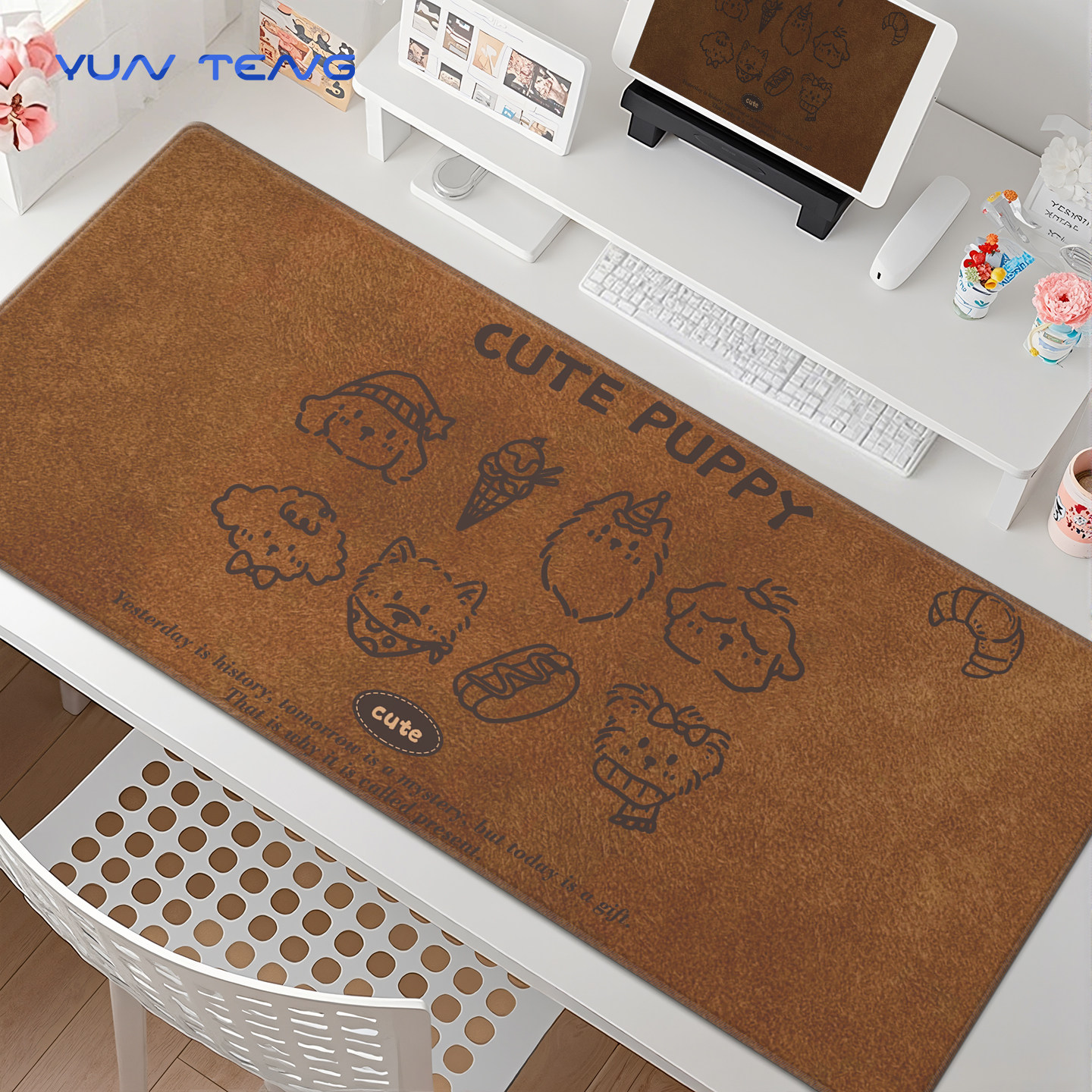 鼠标垫子超大可爱棕色小狗办公室工位桌面垫高颜值电脑键盘滑鼠垫,电脑硬件/显示器/电脑周边,鼠标垫/贴/腕垫,淘宝优惠券,粉丝福利购,淘宝优惠卷