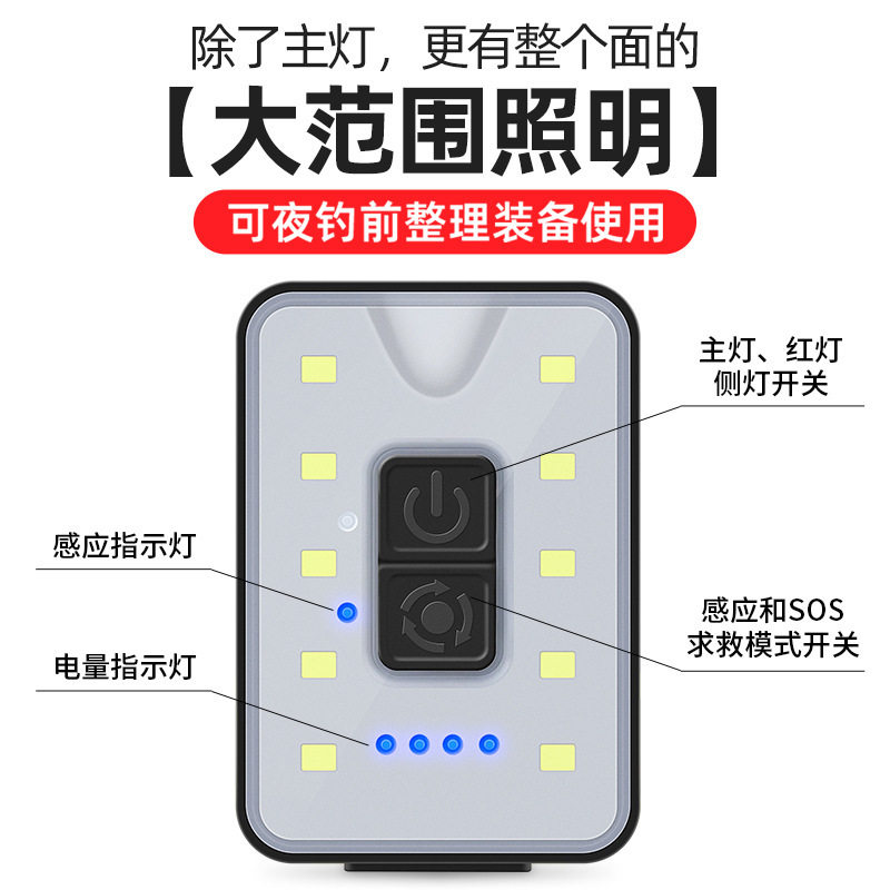 感应帽灯摆地摊多功能USB充电帽夹灯长续航头灯强照强光夜钓
