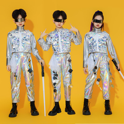 科技感儿童宇宙镭射服套装