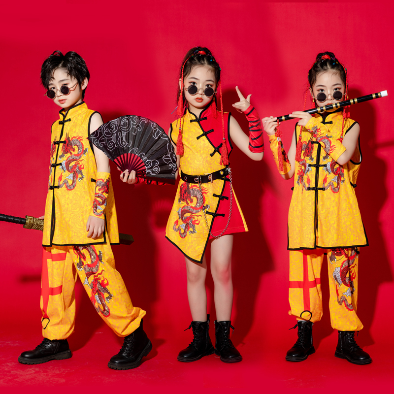 六一国风儿童嘻哈武术演出服