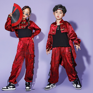 儿童中式服装嘻哈套装男孩乐队指挥架子鼓女孩爵士舞走秀服装