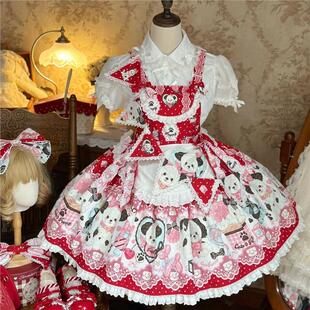 言然Lolita原创设计吊带款可爱洛丽塔套装日常茶会卡通动漫连衣裙