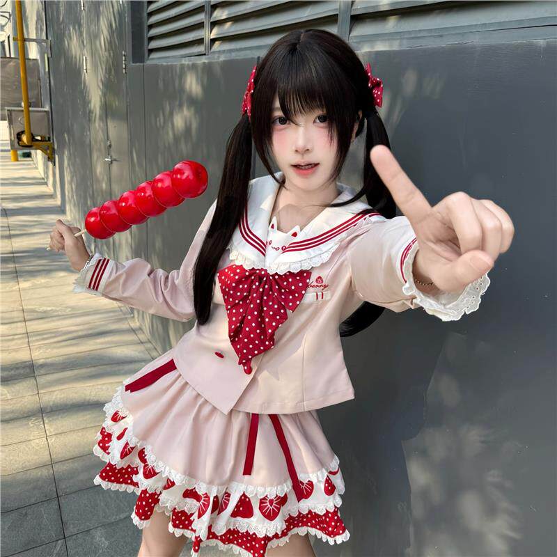 熊岛JK原创正版制服水手服【草莓咚咚】甜美学院可爱套装日系
