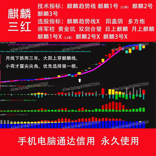 麒麟趋势线三红1号2号3号阳盖阴多方炮将军柱黄金坑双剑合璧指标