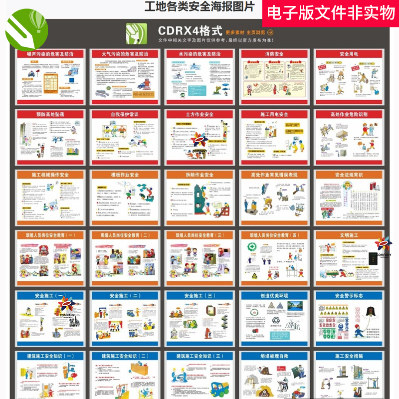 工地各类安全安全围挡噪声污染消防安全高空作业安全法则背景素材