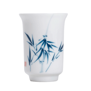 纯手绘青花茶杯单杯聚香杯闻香杯白瓷主人杯陶瓷功夫茶具茶盏杯垫