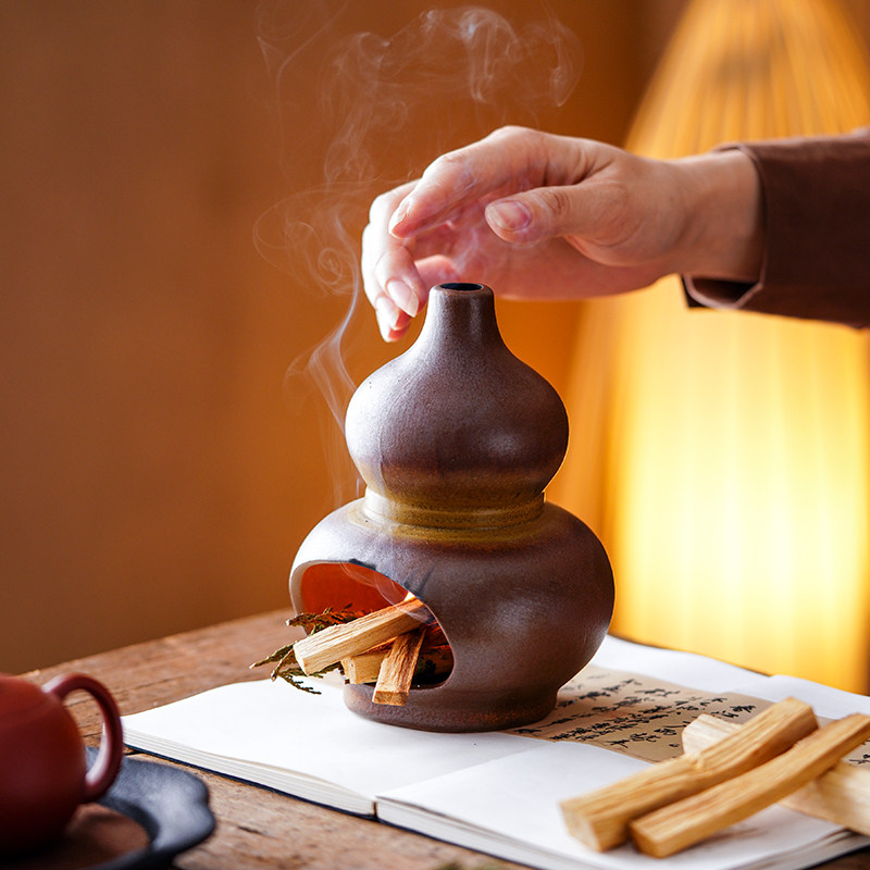 陶瓷香薰炉燃烧圣木白鼠尾草雪松可干烧燃熏桌面明火氛围小壁炉