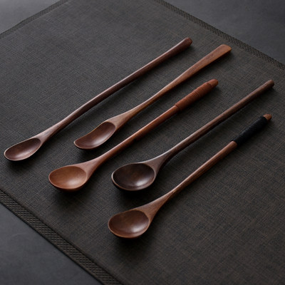 日式复古奶粉楠木制作缠线咖啡勺