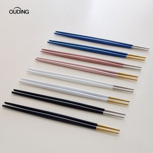 ouding葡萄牙创意尖头黑白金筷子