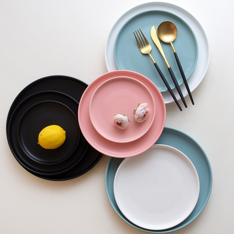 Nordic ins wind Matt ceramic plate household fruit plate