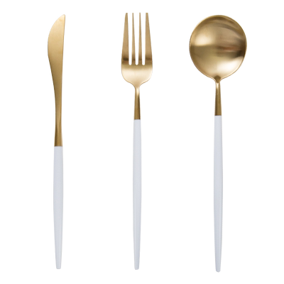 ouding简洁白金刀叉餐具叉子叉勺
