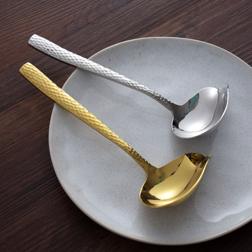 日韩风锤纹创意304不锈钢油壳小汤壳 家用公用撇油勺小汤勺调羹