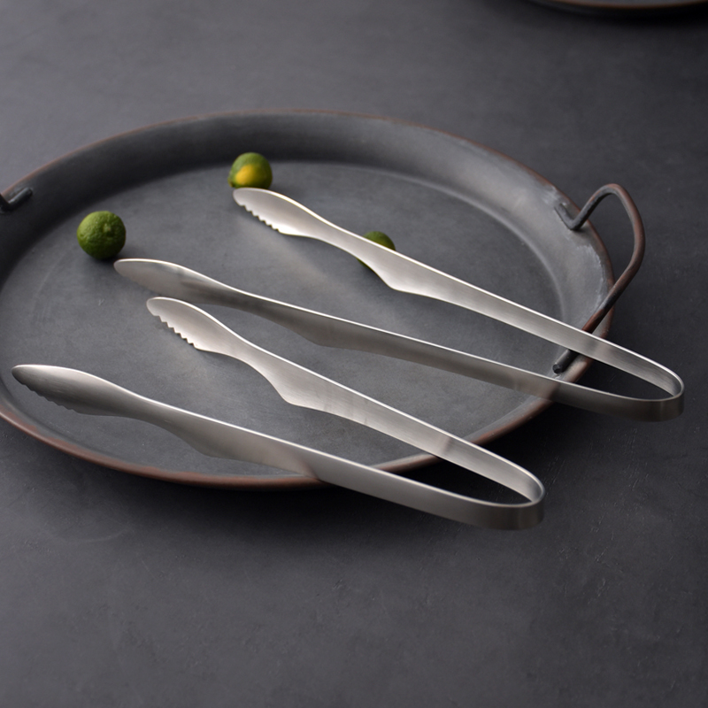 雾面不锈钢火锅配菜长柄夹子