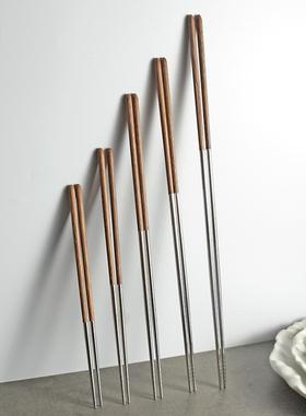 新款加长防滑304鸡翅木柄火锅筷子 商用家用耐高温油炸长筷子45Cm