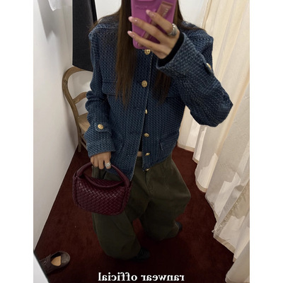 Ranwear 人气王！老钱调 b*v小众肌理感牛仔小香外套H型立领夹克