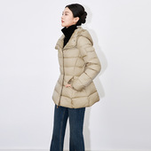 PRISCA 羽绒服夹克女 连帽收腰短款 轻奢减龄90白鸭绒修身 显瘦长袖