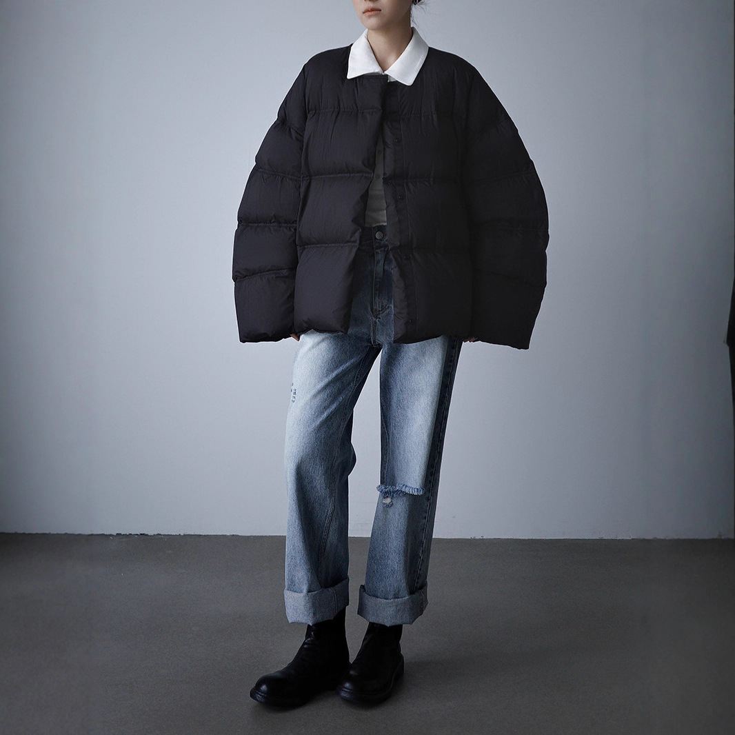 乾鹤日系秋冬文艺复古时髦圆领90白鸭绒长款羽绒服保暖舒适外套