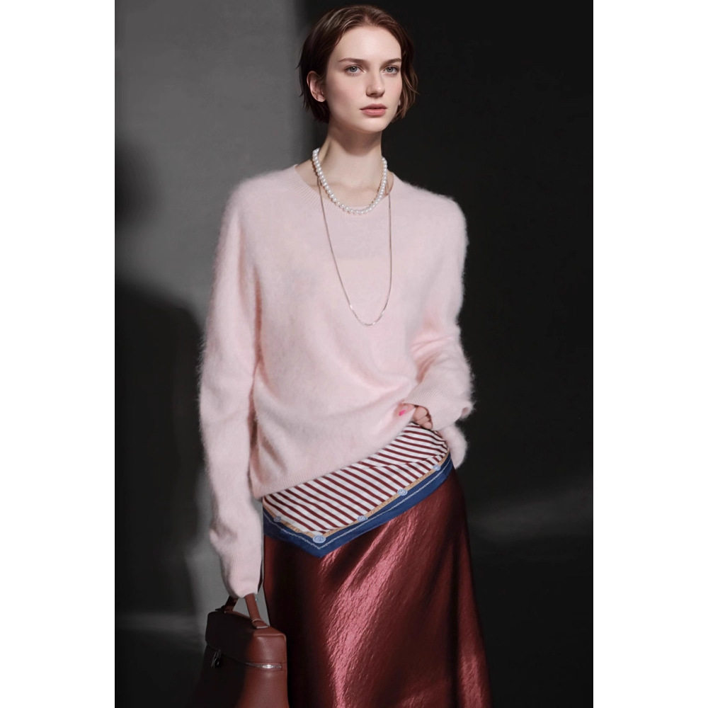 PRISCA /羊绒拉毛圆领无缝一体针织衫女欧美风宽松套头毛衣秋冬,女装/女士精品,羊绒衫,淘宝优惠券,粉丝福利购,淘宝优惠卷