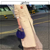 PRISCA 秋冬高级小香风毛呢长款 秋冬外套羊毛羽绒服大衣女加厚