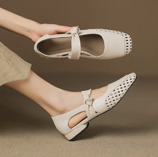 中跟透气镂空编织款 品牌力荐 秋季 软底欧若智性风7618 单鞋