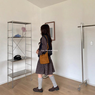 【You Think】十三行时尚复古碎花宽松系带甜美百搭连衣裙YT1067