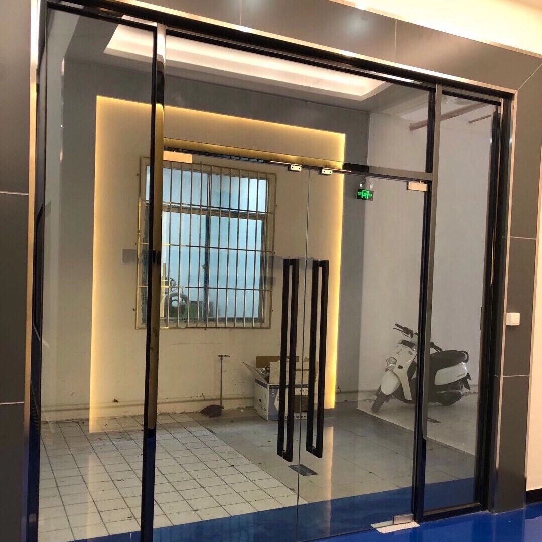 深圳店铺玻璃大门公司玻璃门办公室玻璃不锈钢包边玻璃门玻璃定制