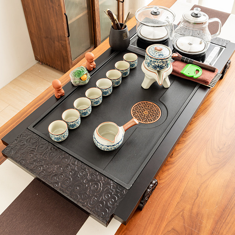 功夫茶具套组家用烧水壶整套全自动上水一体泡茶台茶盘简约办公室
