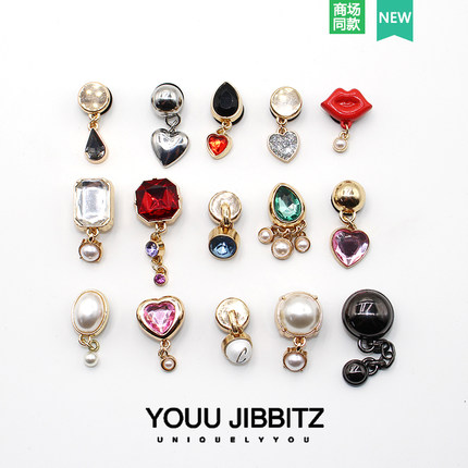 2025新款洞洞鞋配饰金属吊坠鞋花趣味diy鞋配件装饰金属宝石珍珠