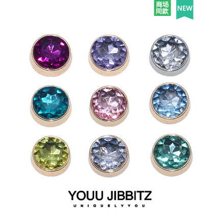 新款洞洞鞋配饰洞洞鞋鞋花鞋装饰质感金属DIY鞋配件圆形钻石宝石