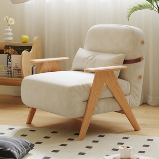 多功能小户型沙发床 He木屋实木沙发床客厅可折叠两用单人沙发日式