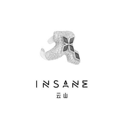 INSANE/云山 铜合金合成锆石戒指 Cross核心X小众轻奢满钻戒指