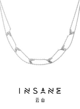 INSANE/云山 铜合金合成锆石项链 小众百搭简约人鱼系列双层短链