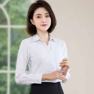 秋冬职业气质工作服正装 条纹韩版 白衬衣女长袖 工装 修身 防走光衬衫