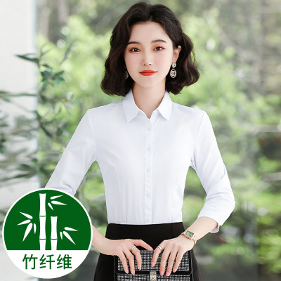 抗皱免烫修身白衬衫长袖职业