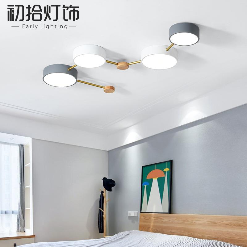 北欧马卡龙卧室吸顶灯现代简约创意led拼接房间灯具彩色儿童房灯