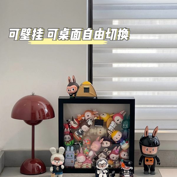 盲盒收纳展示架防尘手办娃娃公仔泡泡玛特盒子相框透明墙面壁挂式