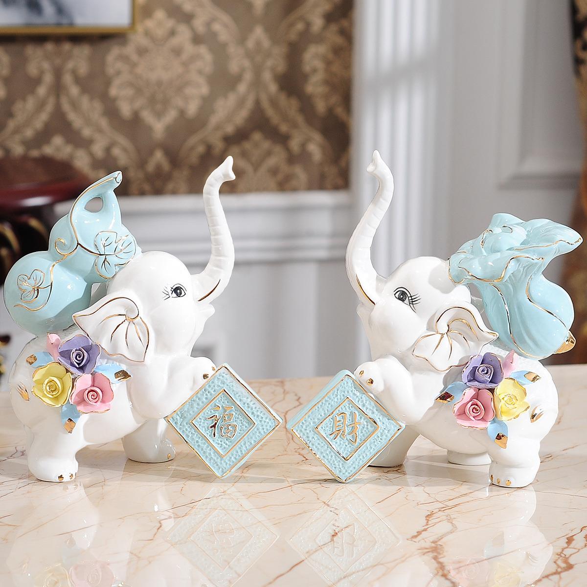 陶瓷工艺品大象陶瓷家居客厅玄关摆设创意开业礼品办公室摆件