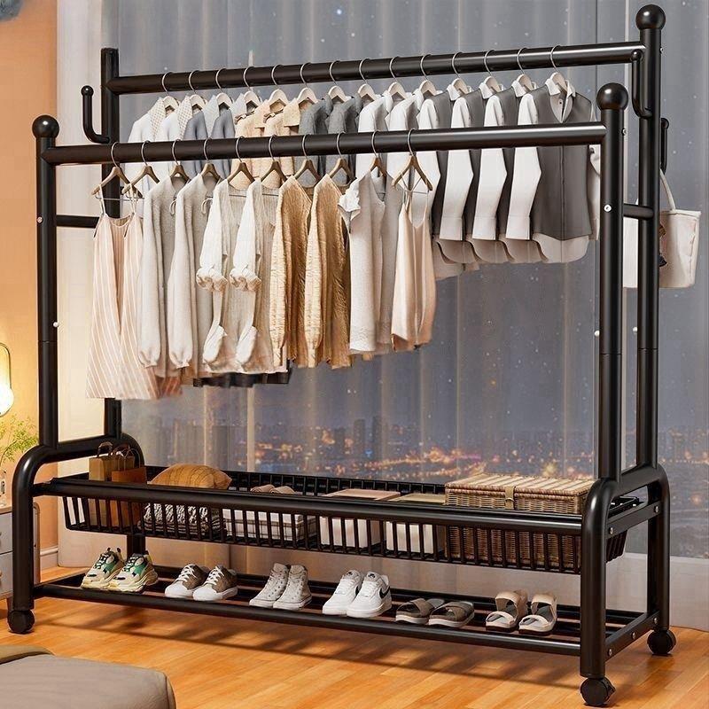 巨粗晾衣架落地家用卧室可移动挂衣服凉衣取暖器可用挂衣架衣帽架