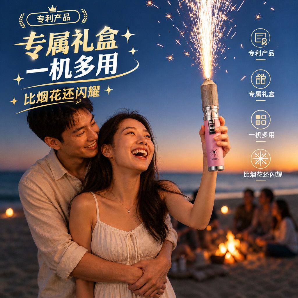 手持氛围棒冷焰喷花机充气喷枪喷火棒浪漫婚庆舞台派对拍照道具