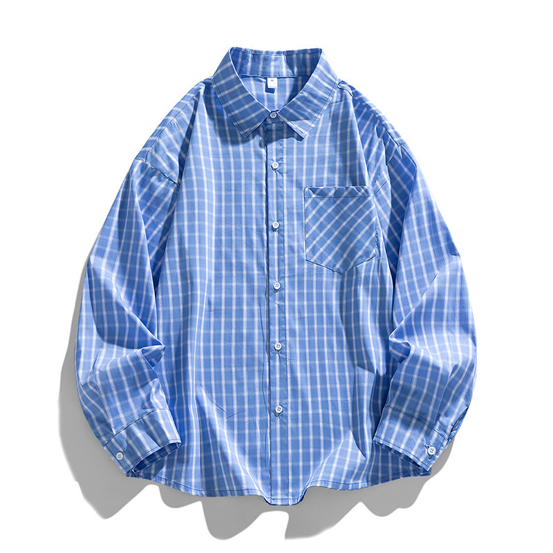 2026新款春秋季美式复古格子长袖衬衫男款潮流宽松休闲百搭上衣潮,男装,衬衫,淘宝优惠券,粉丝福利购,淘宝优惠卷
