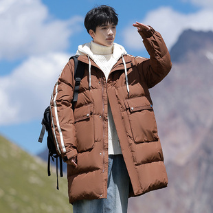 男士羽绒服男款冬季新款风衣外套加厚白鸭绒大学生青少年派克服潮