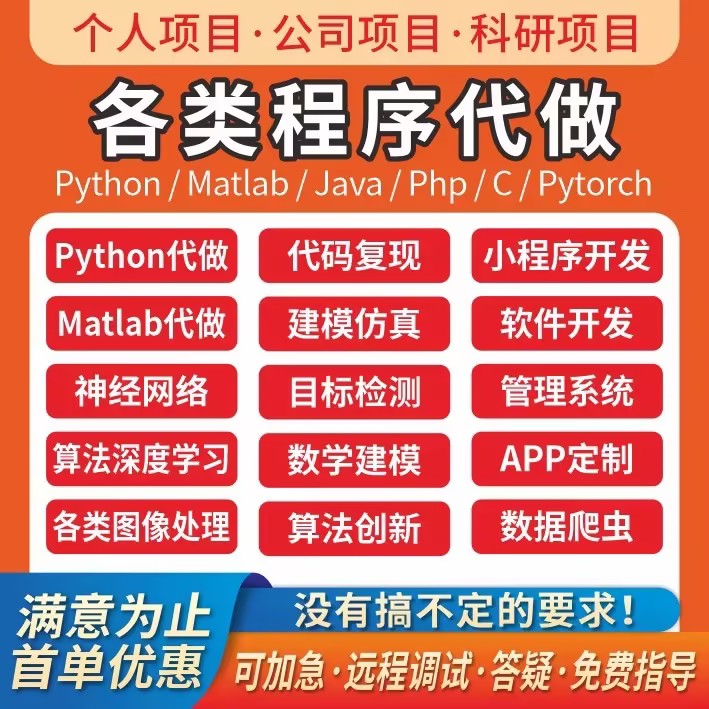 python代编程matlab定制程序代写ph代码编写做C++代C语言帮做java