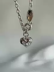 Vivienne Westwood Saturn Cutout 3D Heart Rhinestone Punk Peach Heart Couple Valentine's Day Gift Bracelet