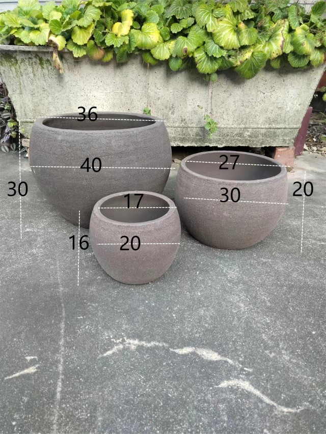 有孔大口径黑陶紫砂粗陶花盆户外庭院素烧陶罐阳台小区摆件装饰
